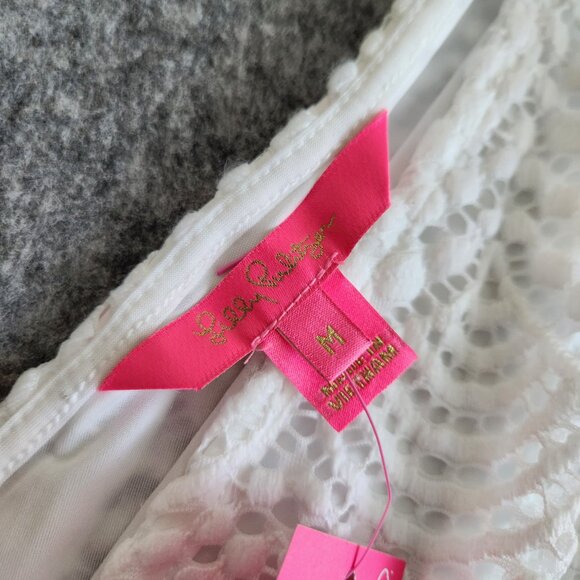 Lilly Pulitzer Parigi Skort Romper Resort White Scalloped Lace Mini Dress M NWT - Picture 4 of 12